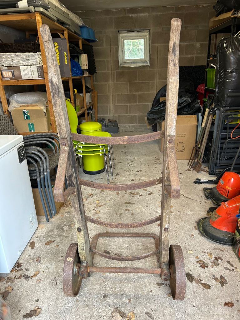 Vintage Wooden & Metal Sack Trolley – Rustic