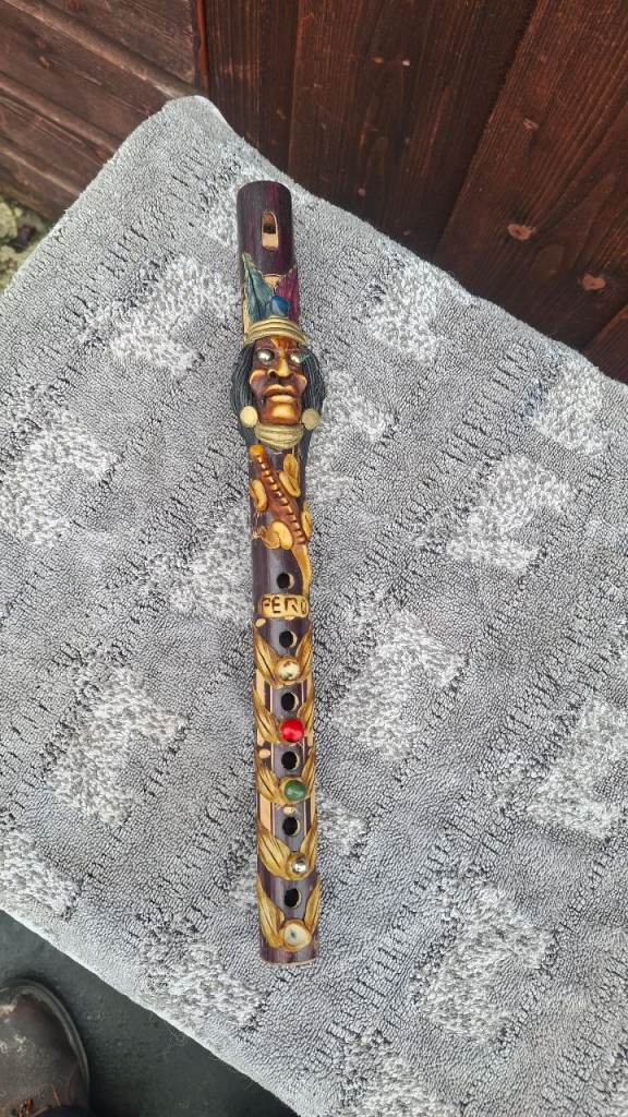 Hand Carved Tribal Indian Style Wood Flute 