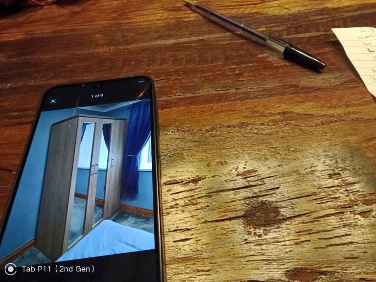 Wooden Wardrobe with Mirrored Doors – Good Condition