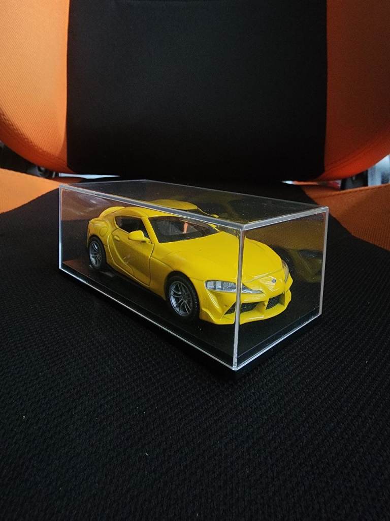 Toyota Supra Die Cast Model Car – Yellow – Display Case Included