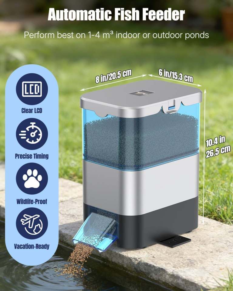 Pawfly Automatic Fish Feeder for Pond, 2.8 L (RRP £90)
