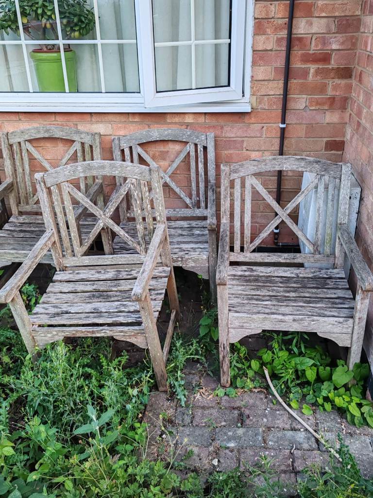 4 wooden garden chairs - open to offers 