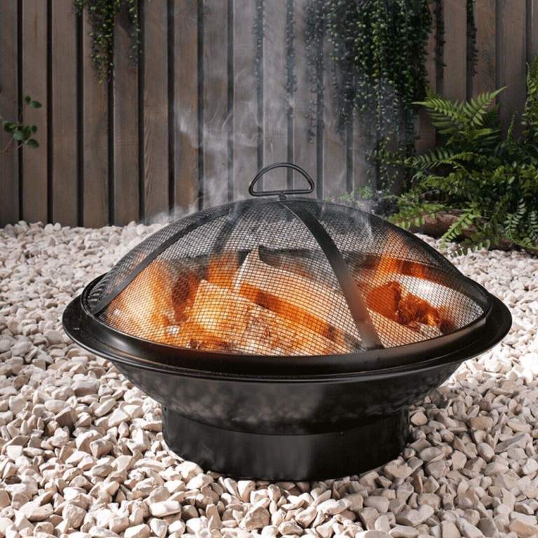 Brand New Round Fire Pit 30" BBQ Portable Bowl Outdoor Garden Patio Heater W/ BBQ Grate