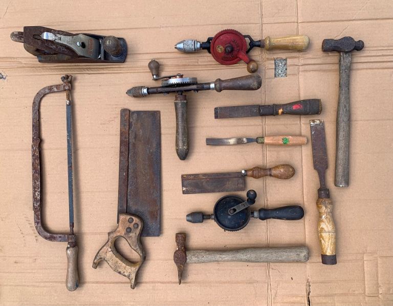 Vintage Wooden Handled Tools Job-lot Good Selection Display Props Art Film Man Cave I Can Deliver