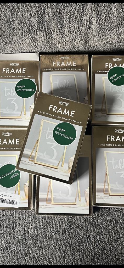 7 x Ginger Ray Gold Frames Table Numbers