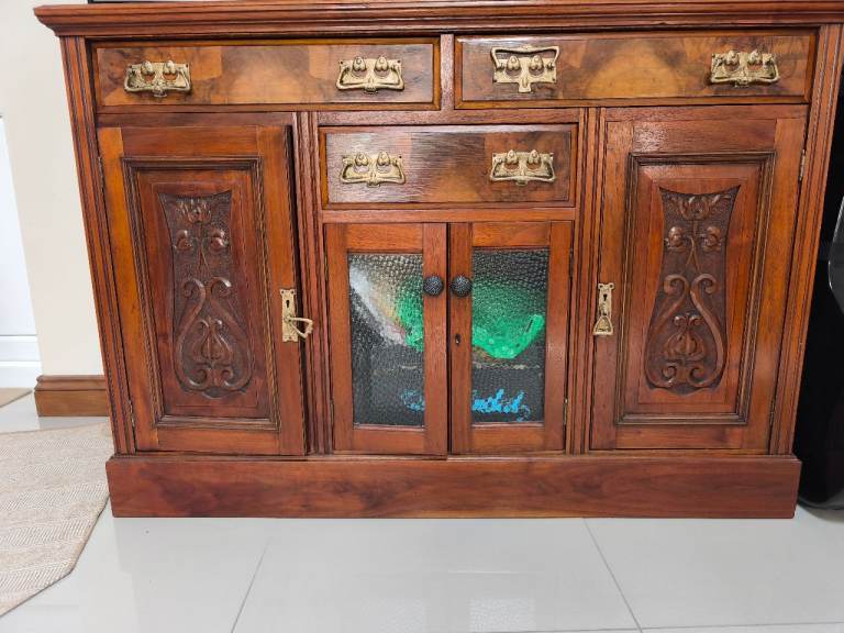 VINTAGE/ ANTIQUE - SOLID WALNUT WOOD - SIDEBOARD - USED