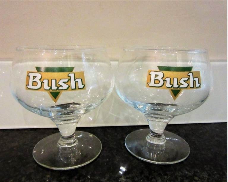 2 x Bush Belgian Beer glasses