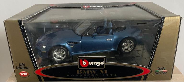 Burago Gold Collection 1996 BMW M Roadster 1:18 Scale Model – Blue, Boxed NEW