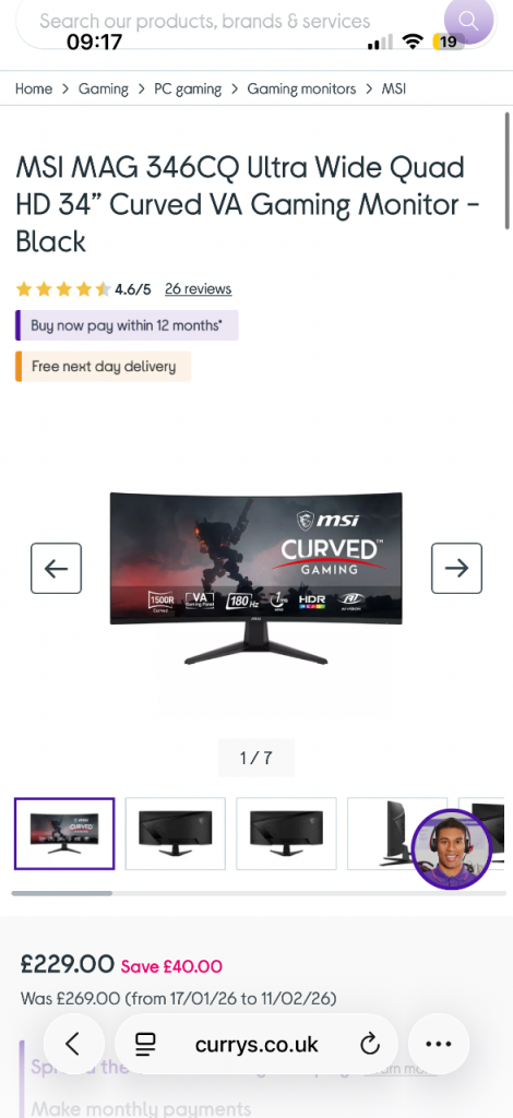 MSI gaming monitor 