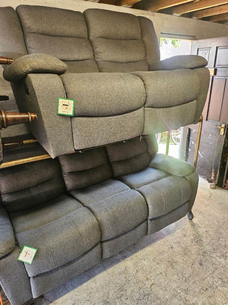 Lazy Boy Grey Recliner 3+2 with cupholder 