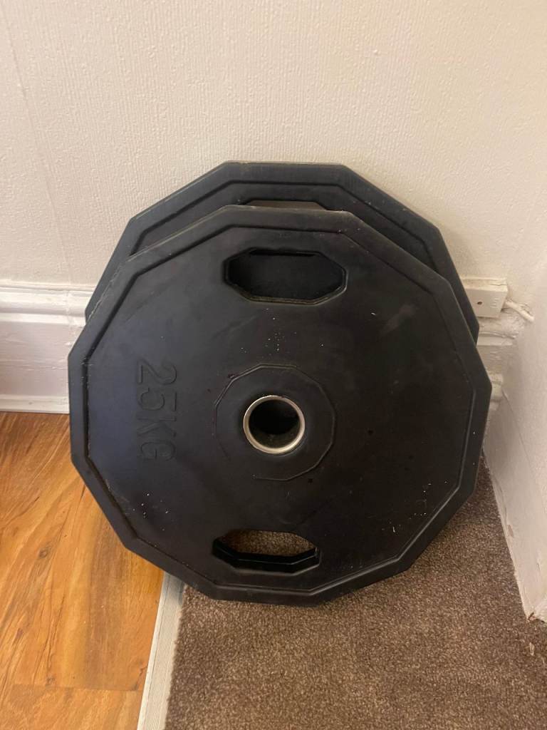 2 x 25KG RUBBER HEX WEIGHT PLATES 