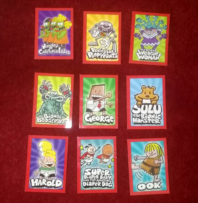 9 x Captain Underpants Collectible Cards Numbered 3 to 11 Scholastic 2010