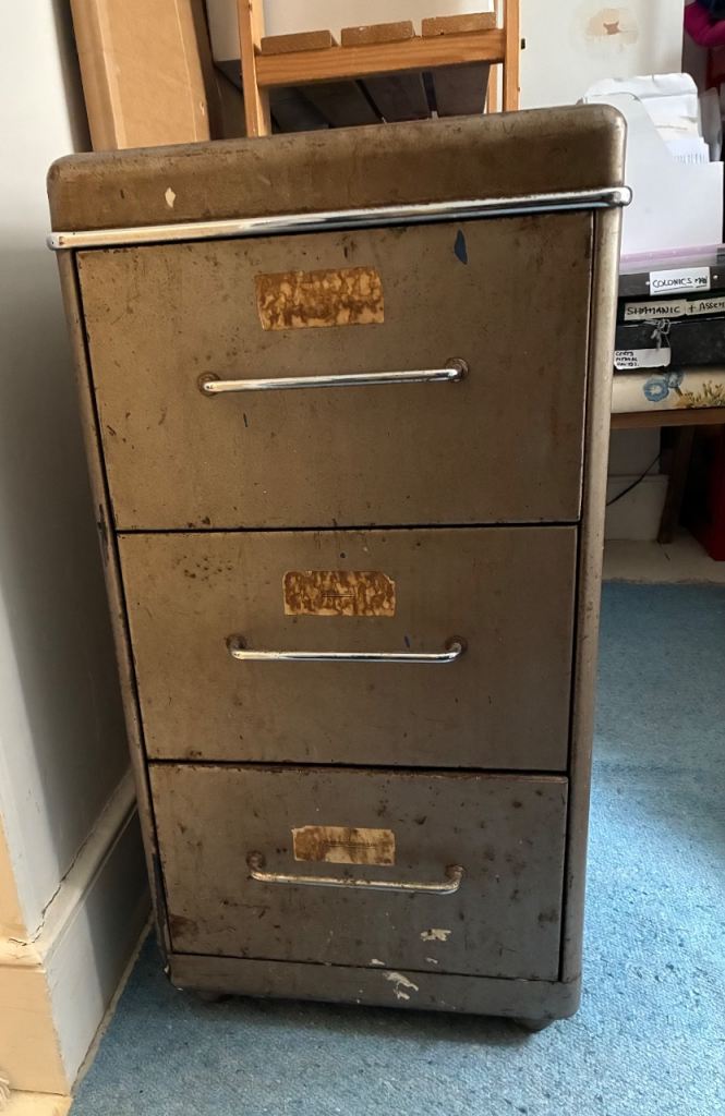 Retro Metal Filing Cabinet Height: 32”