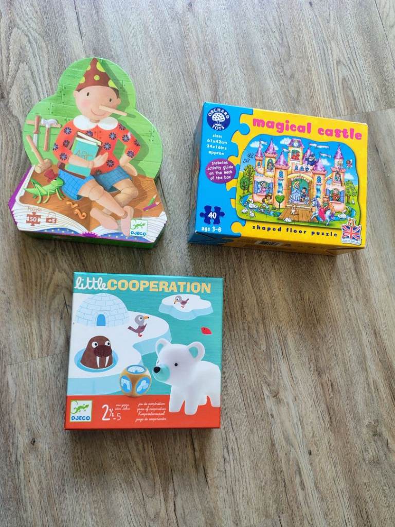 Various jigsaw puzzles and games