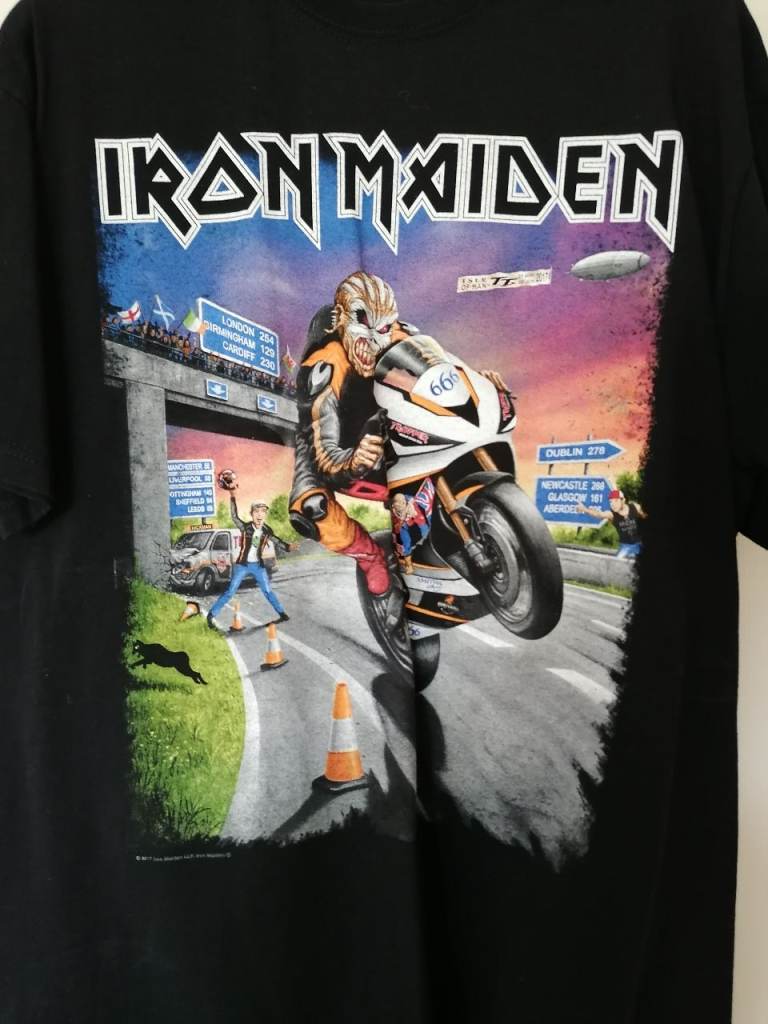 Iron Maiden Eddie The Biker T-Shirt – Black, Very Good Condition