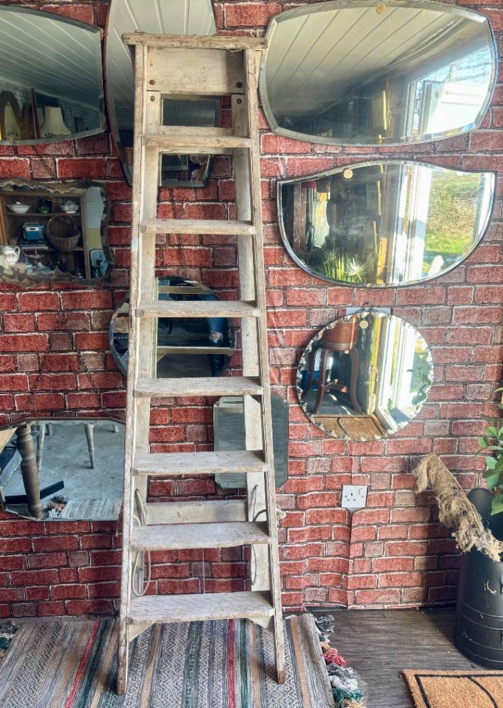 A Tall Vintage wooden step ladder wedding decor/garden display