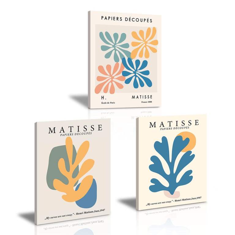 3 Panels Henri Matisse Canvas Wall Art – Boho Mid-Century Prints (40x60cm each)