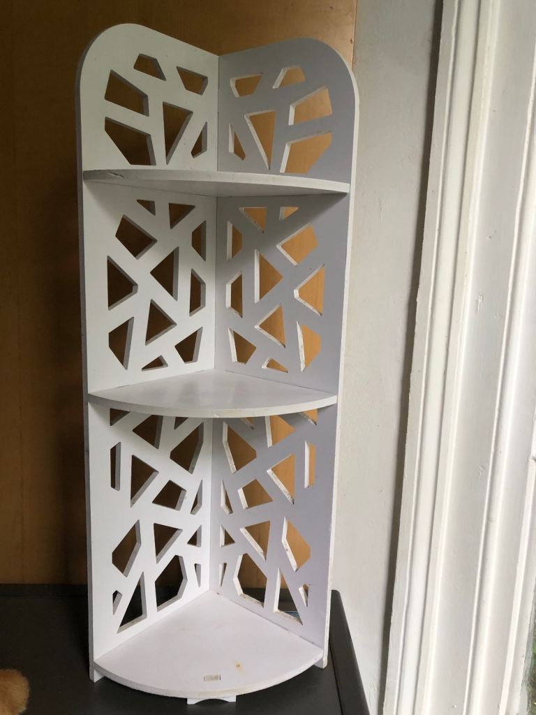 White Corner Shelf Unit