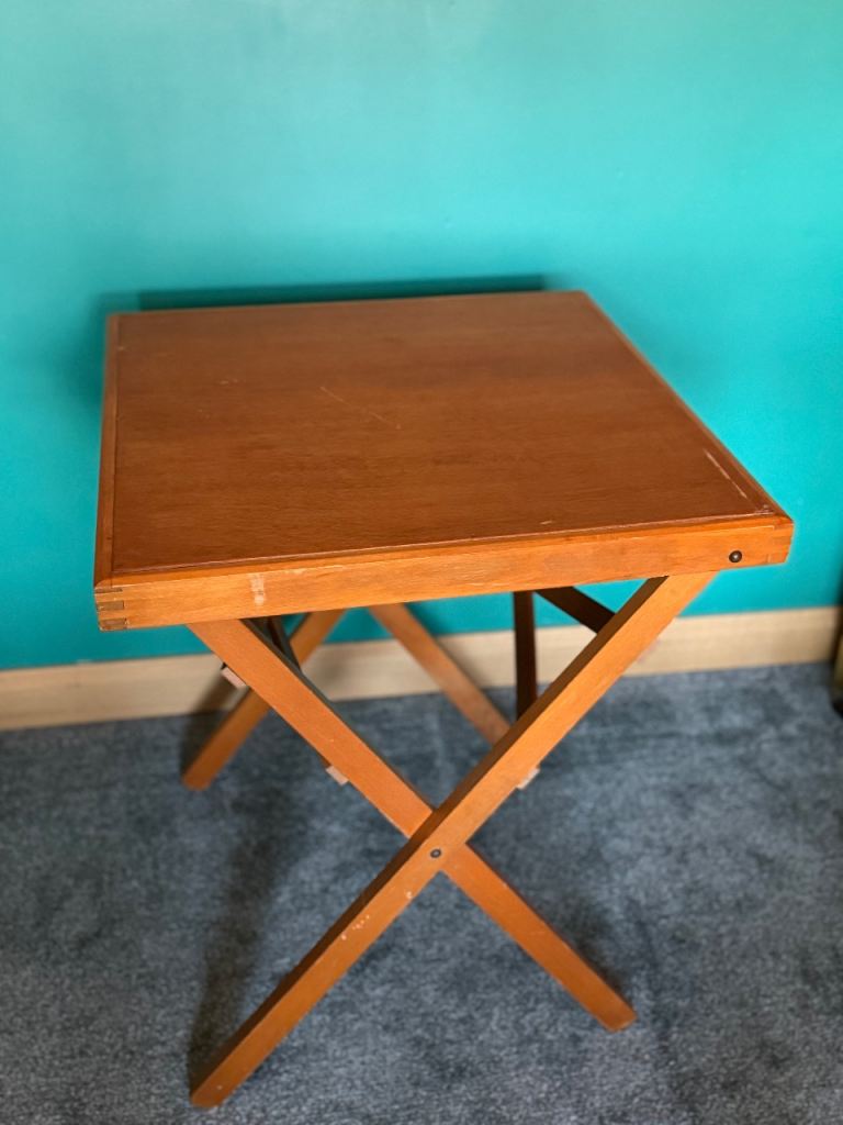 Retro Flat Folding Side Table - W56/D56/H69 cm