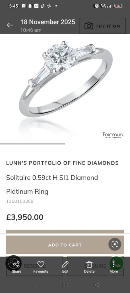 Lynn's engagement ring size j