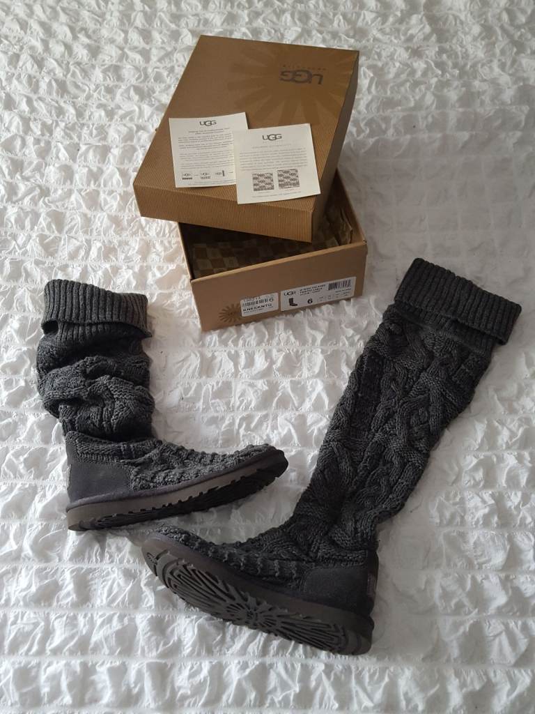 UGG Over the knee twisted chunky cable knit  sock boots UK 4.5 Boxed