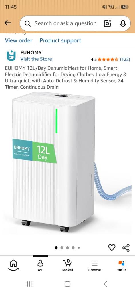 EUHOMY 12L/Day Dehumidifier - As Good As New