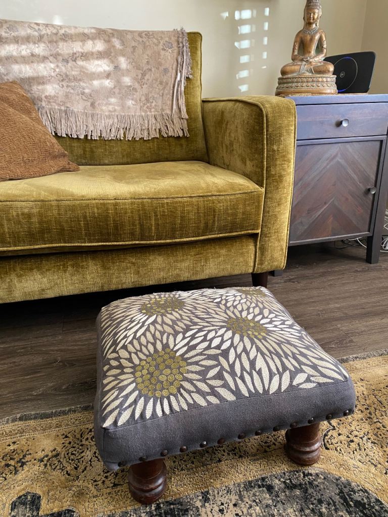 Small Footstool Embroidered 