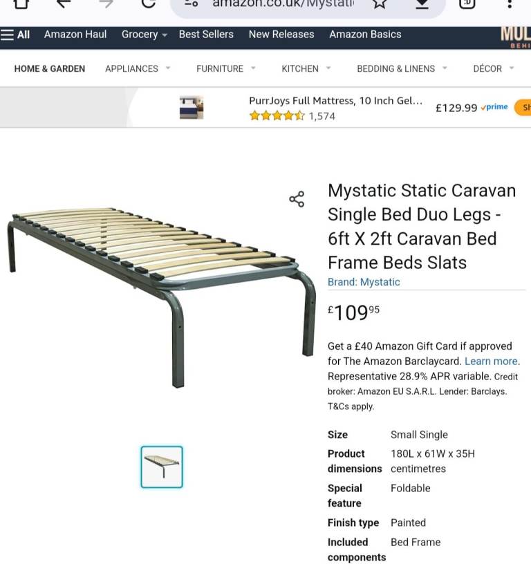 Single bed space saver (camper / day van / car) mystatic brand 