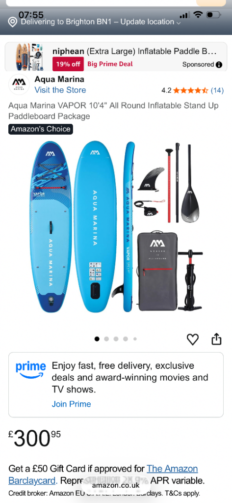 Aqua Marina VAPOR 10'4" Inflatable Stand Up Paddleboard (new in box)