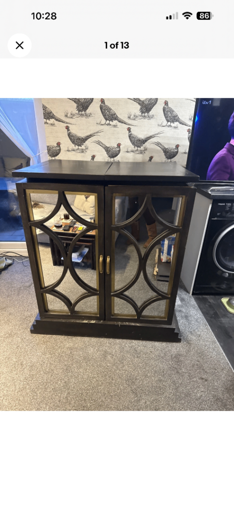 EXTREMELY HEAVY SOLID ASH FRETWORK BAR DRINKS CABINET