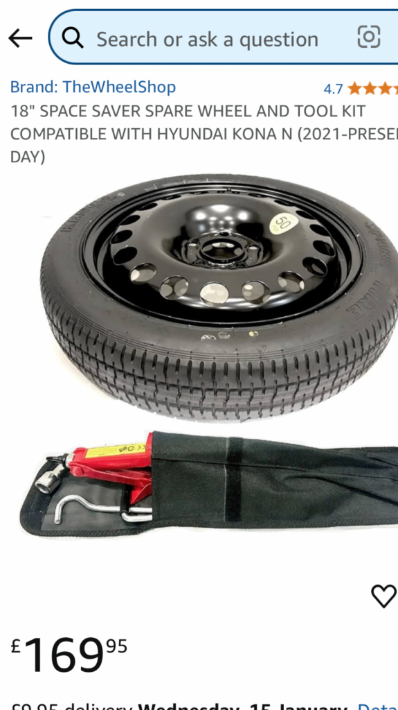 Hyundai kona spare wheel 