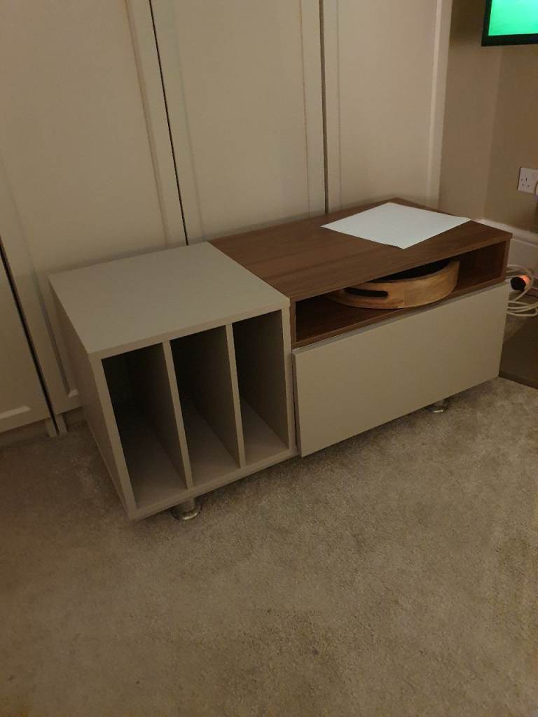 Modern taupe and Wood TV Unit / Storage Cabinet