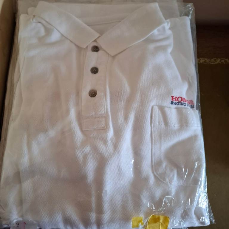 Vintage Honda Racing Team white long sleeve polo shirt XL