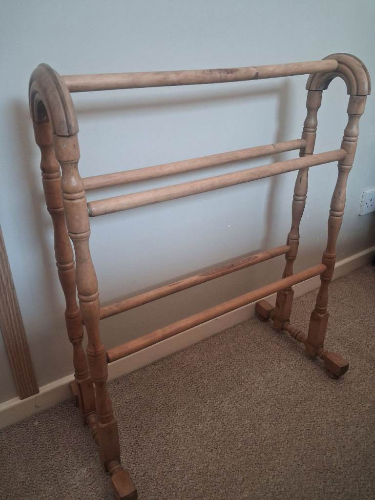 Antique pine towel rail 