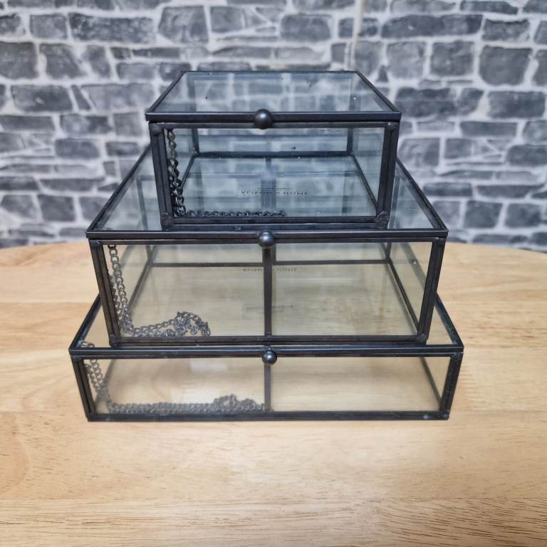 Alison at Home Glass Jewellery / Trinket Boxes Set