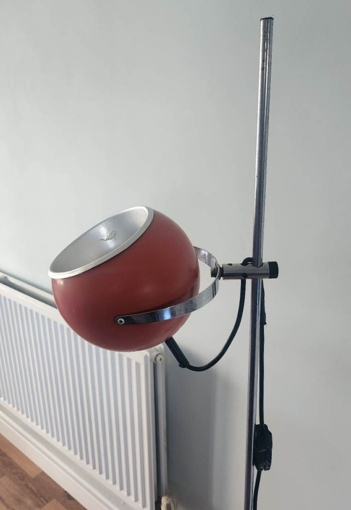 Vintage orange red 60s 70s eyeball adjustable space age standing floor lamp