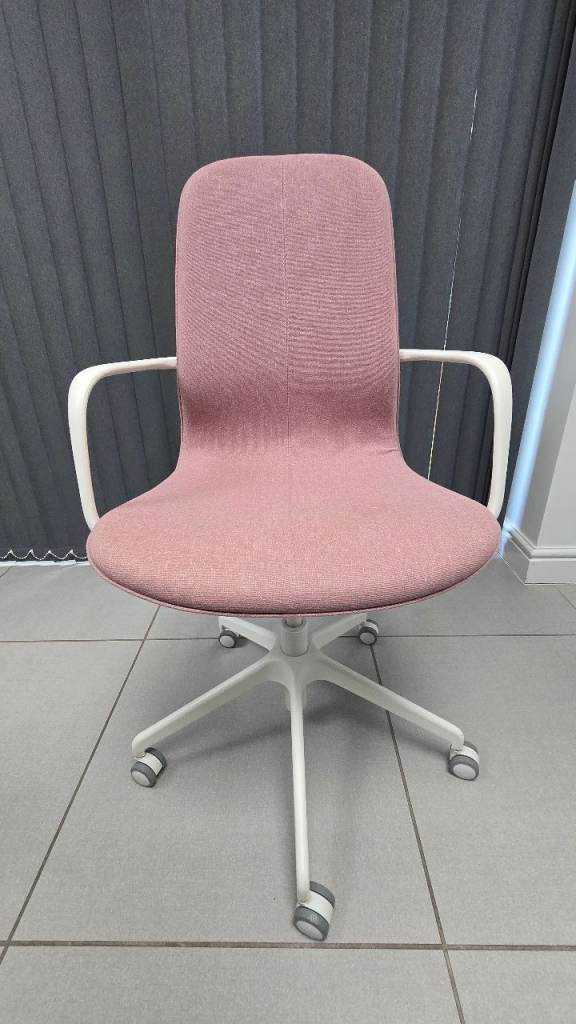 Pink Fabric Office Chair with White Frame - Fair Condition