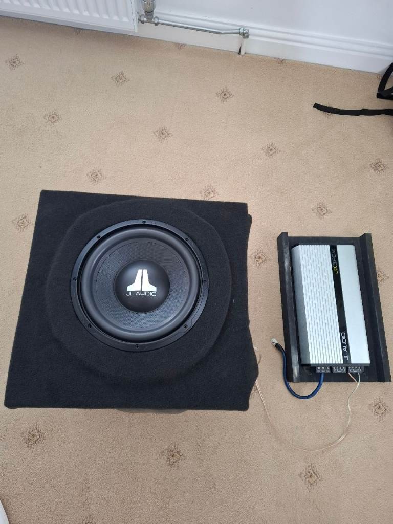 10" JL Audio boxed subwoofer + 4 channel amp
