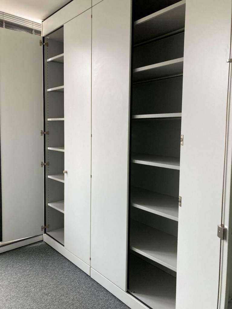 Lockable 4 door white office tall double cupboards storage unit filing
