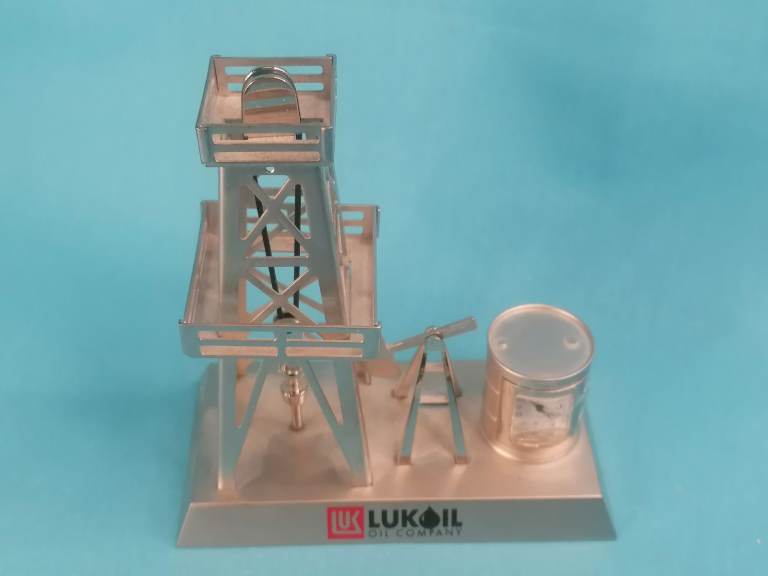 Vintage Lukoil Oil company sculpture with  clock inside. ( need change battery).