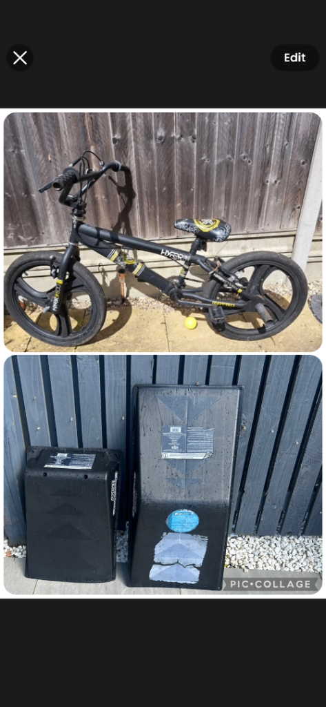Black BMX Bike Hyper pro & 2x Ramps 