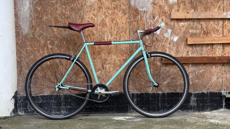 Raleigh Pursuit Vintage Road Bike Single Speed Custom Painted  With Leather