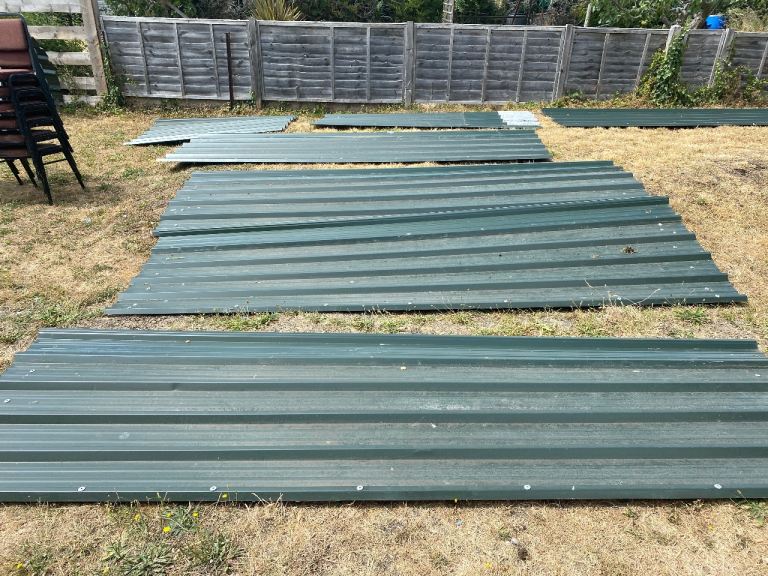 Green Corrugated Metal Roofing Sheets - open to offers– Fair Condition