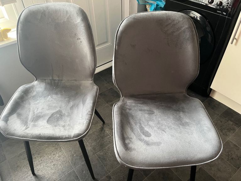 Brand new in box grey suede chairs 