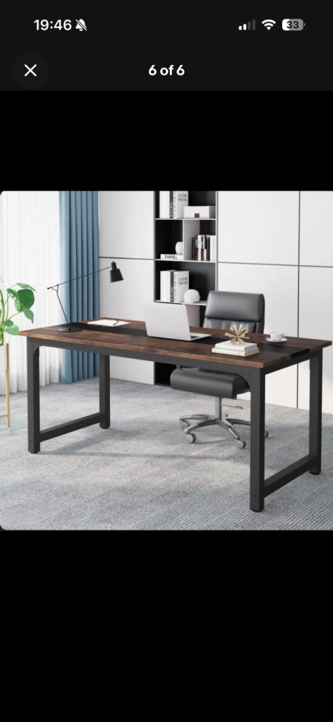 Aalderk Solid Wood Top Metal Base Computer Desk
