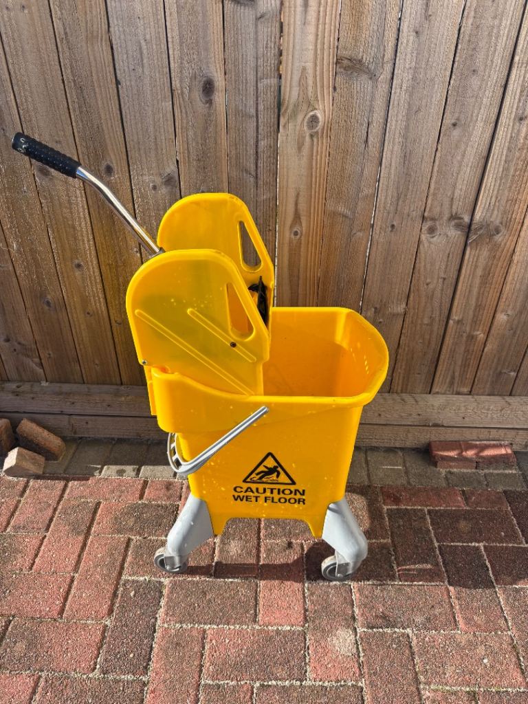 Yellow industrial Mop Bucket with Wringer – Good Condition