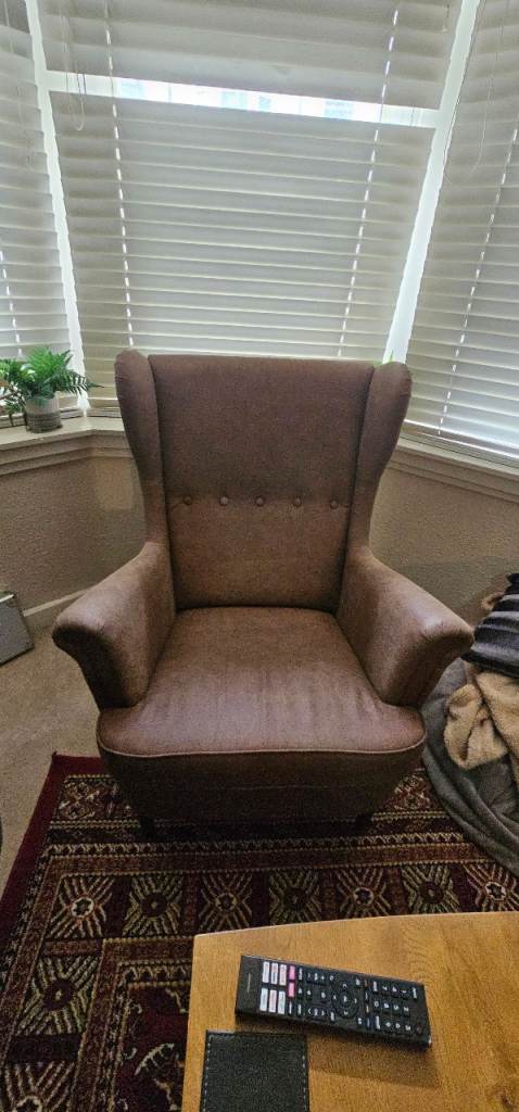Brown Armchair - Good Condition, Comfy Wingback Style