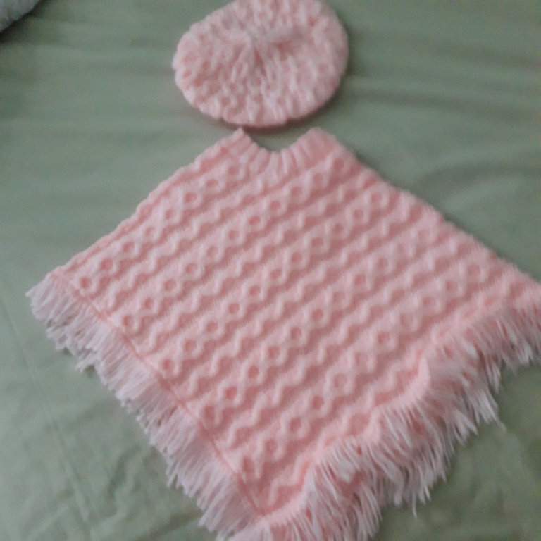 NEW baby girl's poncho and beret