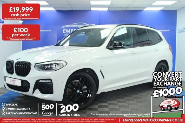 2018 68 BMW X3 2.0 20D M SPORT SUV 5DR DIESEL AUTO XDRIVE EURO 6 (S/S) (190 PS) 