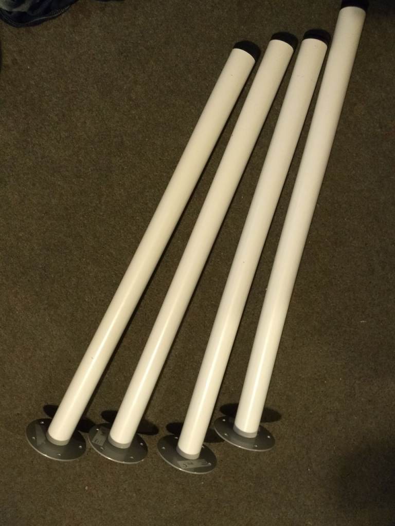  Ikea tubular white table legs. Set of 4
